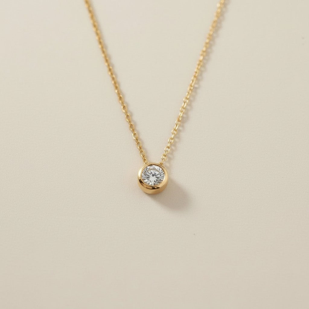 Solitaire CZ Necklace - Classic Diamond Alternative Pendant for Women