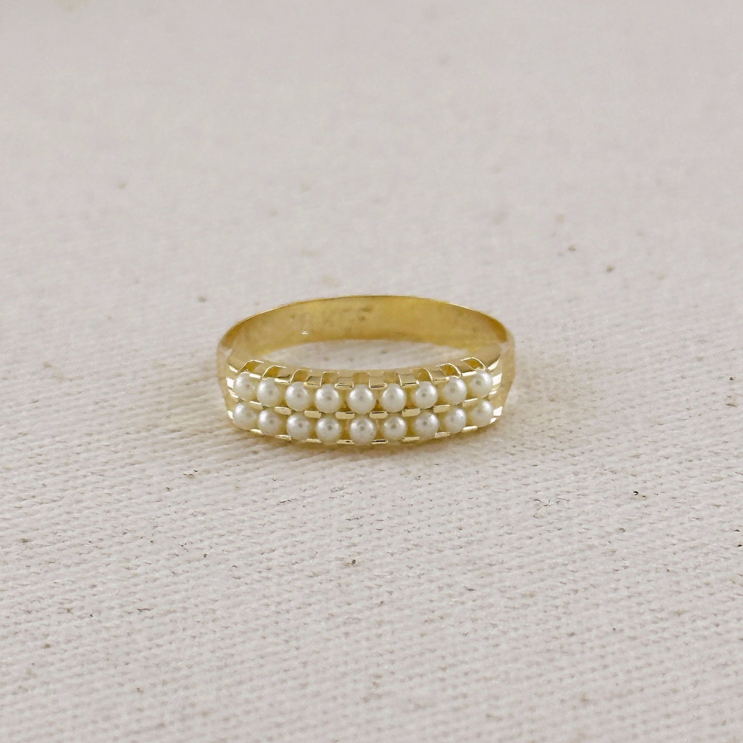 18k Gold Filled Double Pearl Ring