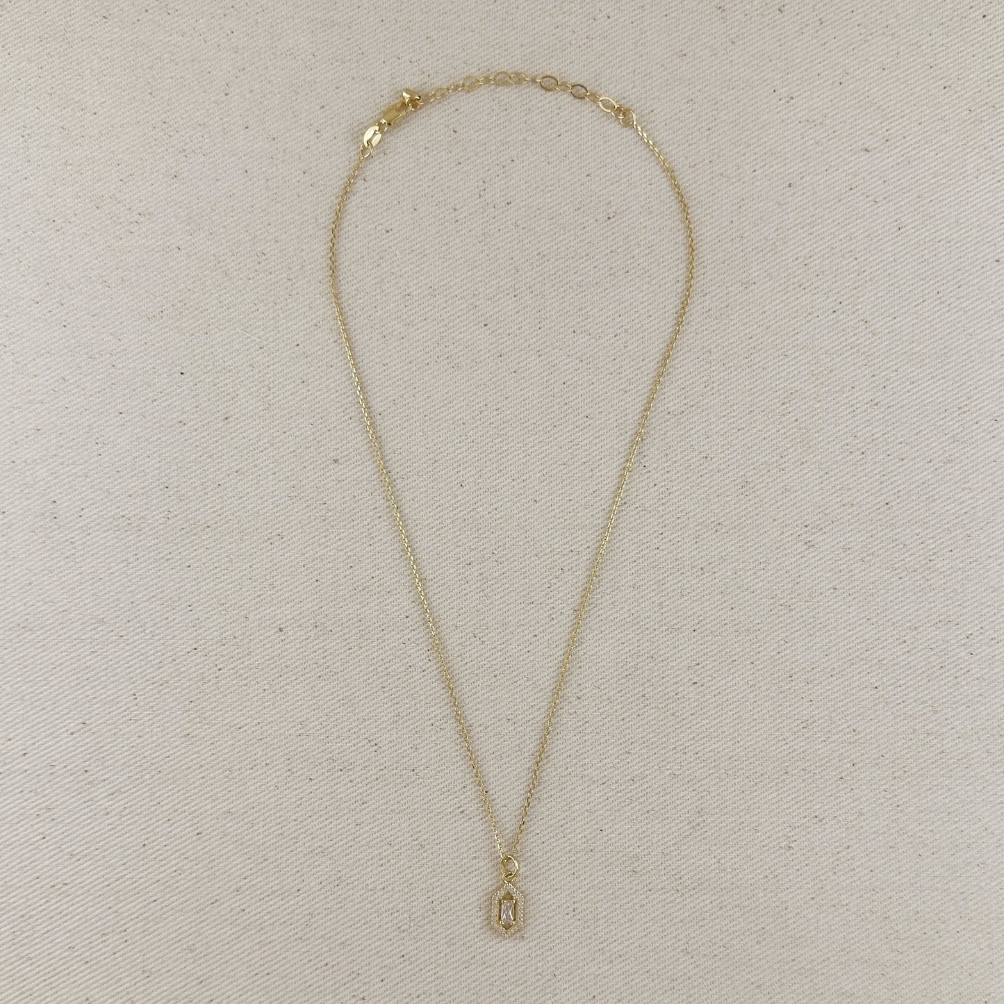 18k Gold Filled Fancy Baguette Pendant Necklace