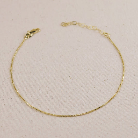 18k Gold Filled 1mm Box Anklet