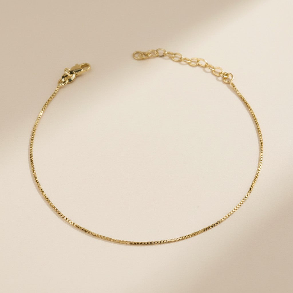 Delicate Anklet - Thin Box Chain Ankle Bracelet for Women
