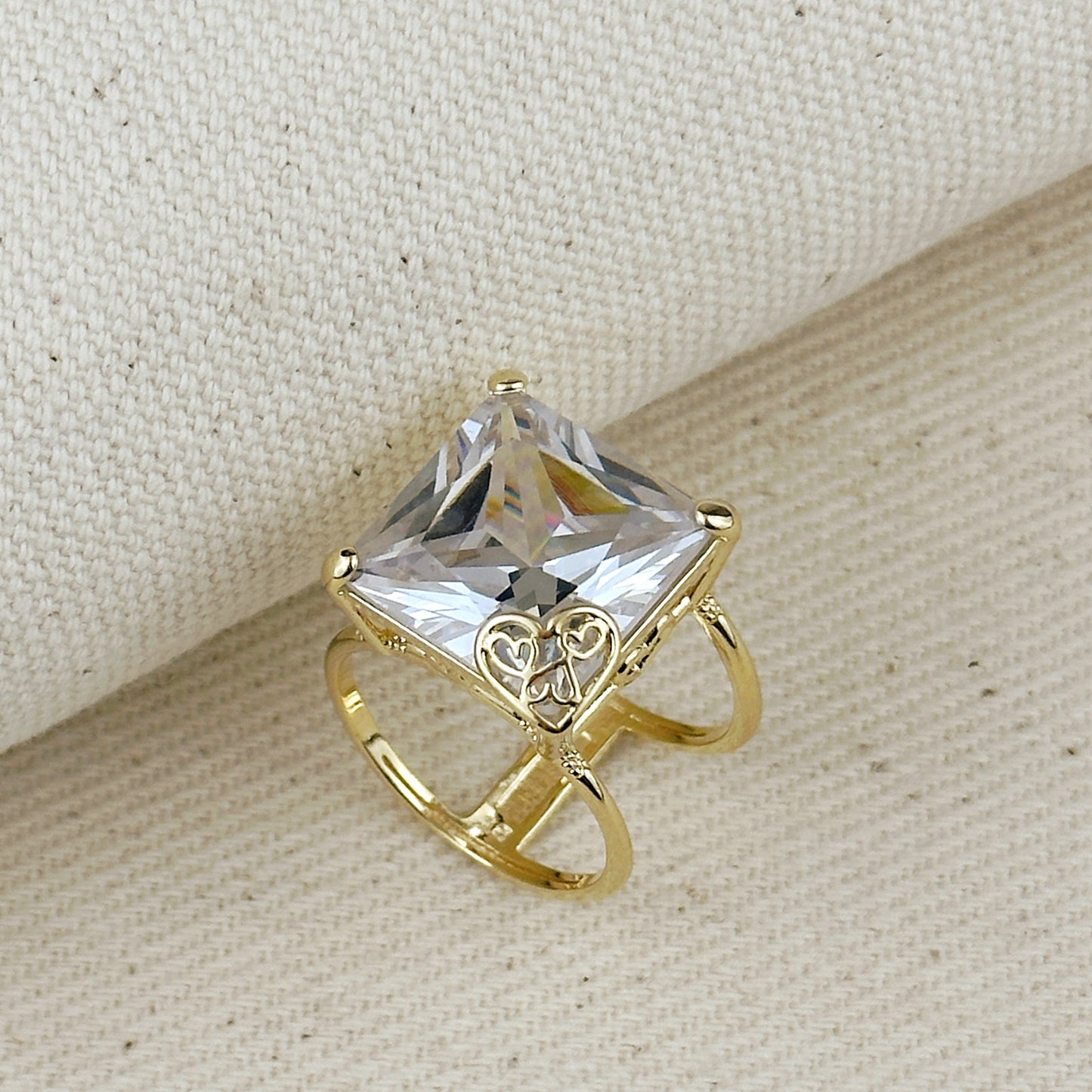 18k Gold Filled Oversized Princess Cut Ring