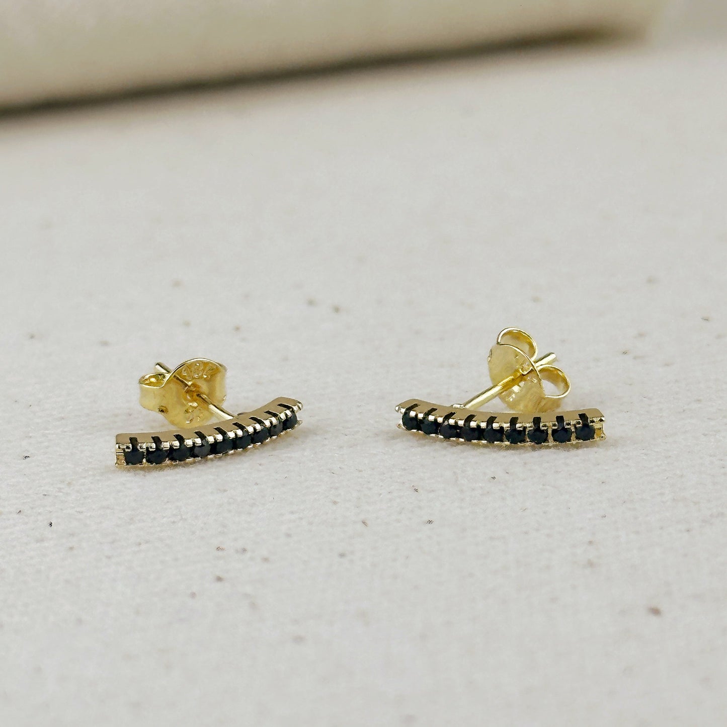 18k Gold Filled CZ Thin Line Stud