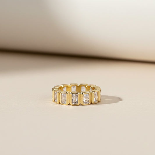 18K Gold Filled Chunky CZ Eternity Band Ring - Statement Ring for Women