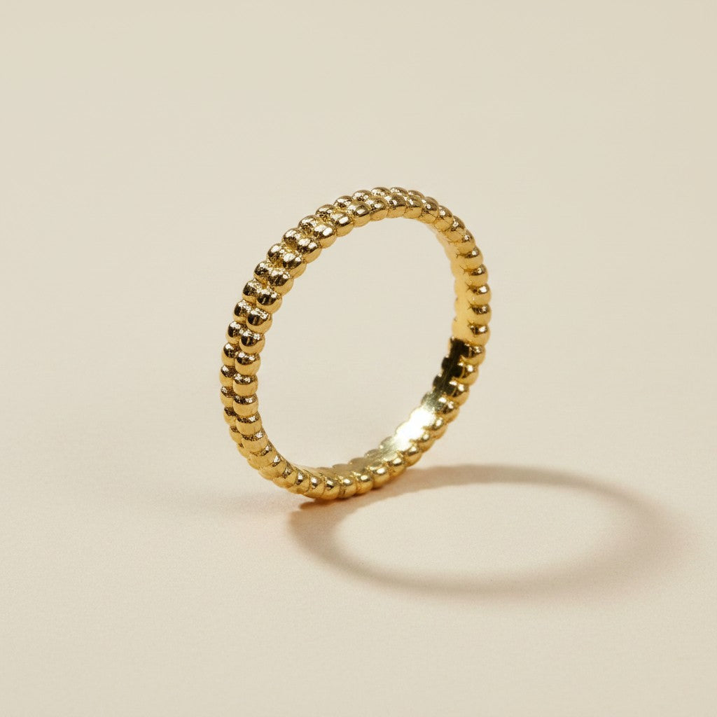 ✨ 18k Gold Filled Double Beaded Band Ring — Two Rows of Texture. One Quietly Confident Band.