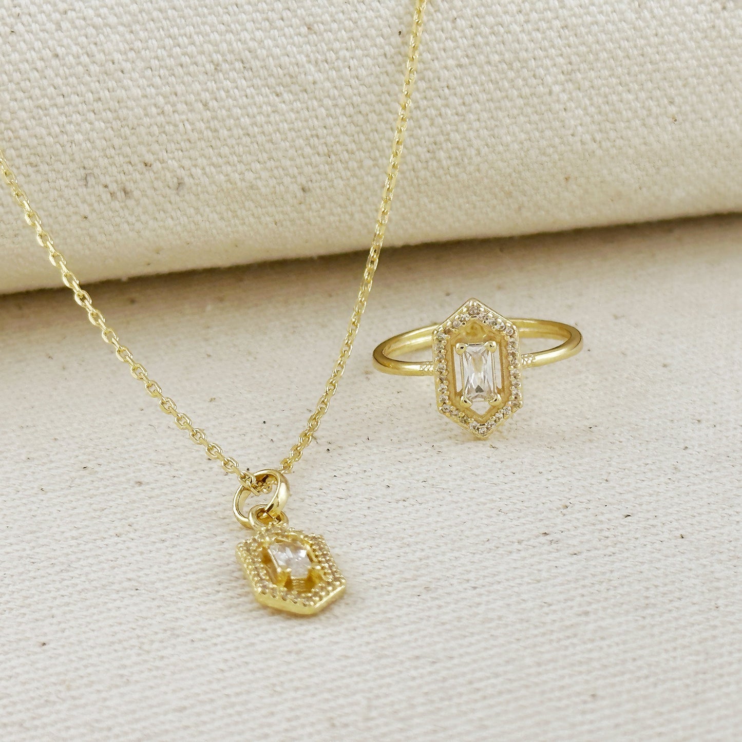 18k Gold Filled Fancy Baguette Pendant Necklace