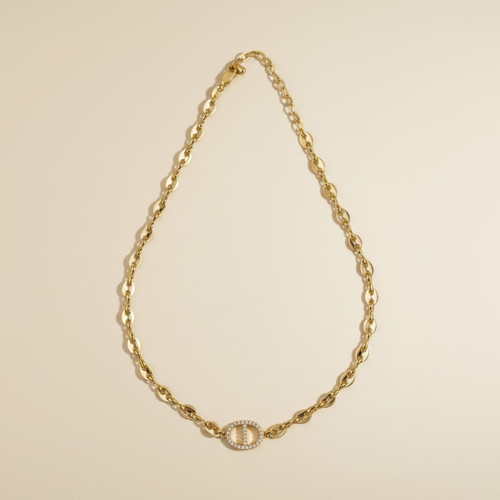 ⚓ 18k Gold Filled CZ Mariner Necklace — The Anchor Chain, Elevated by One Perfect Stone