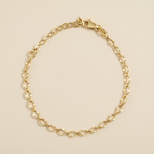 18k Gold Filled Diamond Cut Detailed Chain Bracelet | Exceptional Brilliance