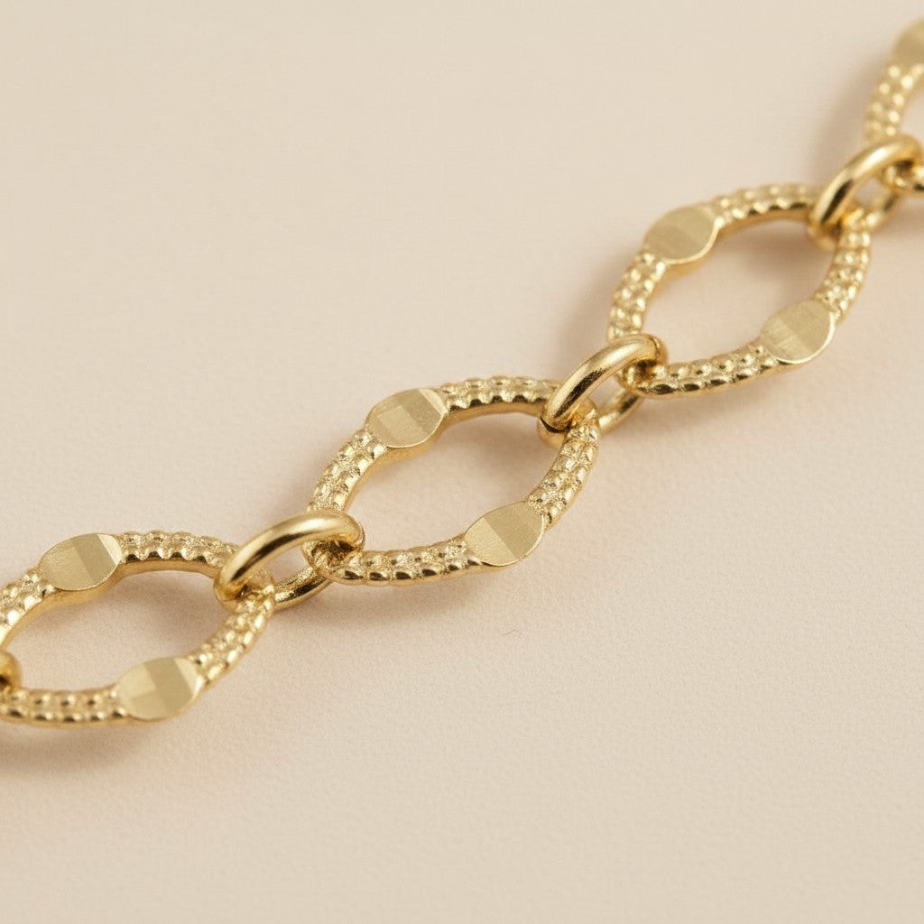 18k Gold Filled Diamond Cut Detailed Chain Bracelet | Exceptional Brilliance