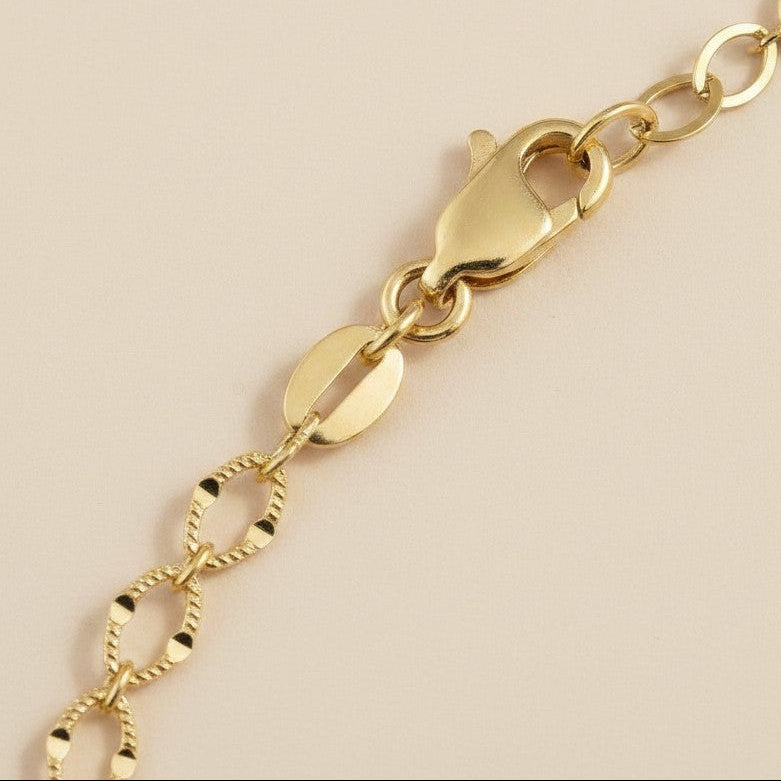 18k Gold Filled Diamond Cut Detailed Chain Bracelet | Exceptional Brilliance