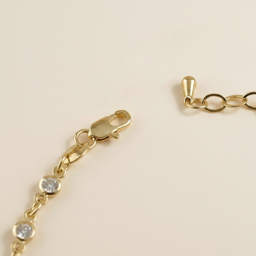 18k Gold Filled Round Bezel CZ Bracelet | Timeless Modern Simplicity