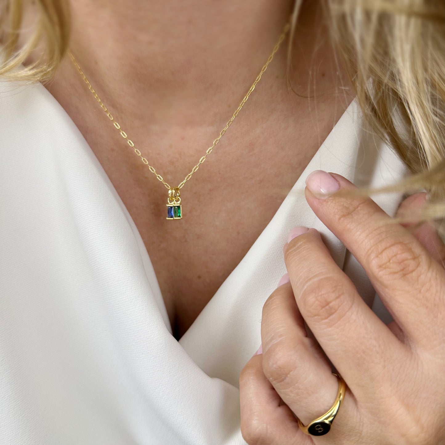 Birthstone Pendant - Baguette CZ Charm for Necklaces