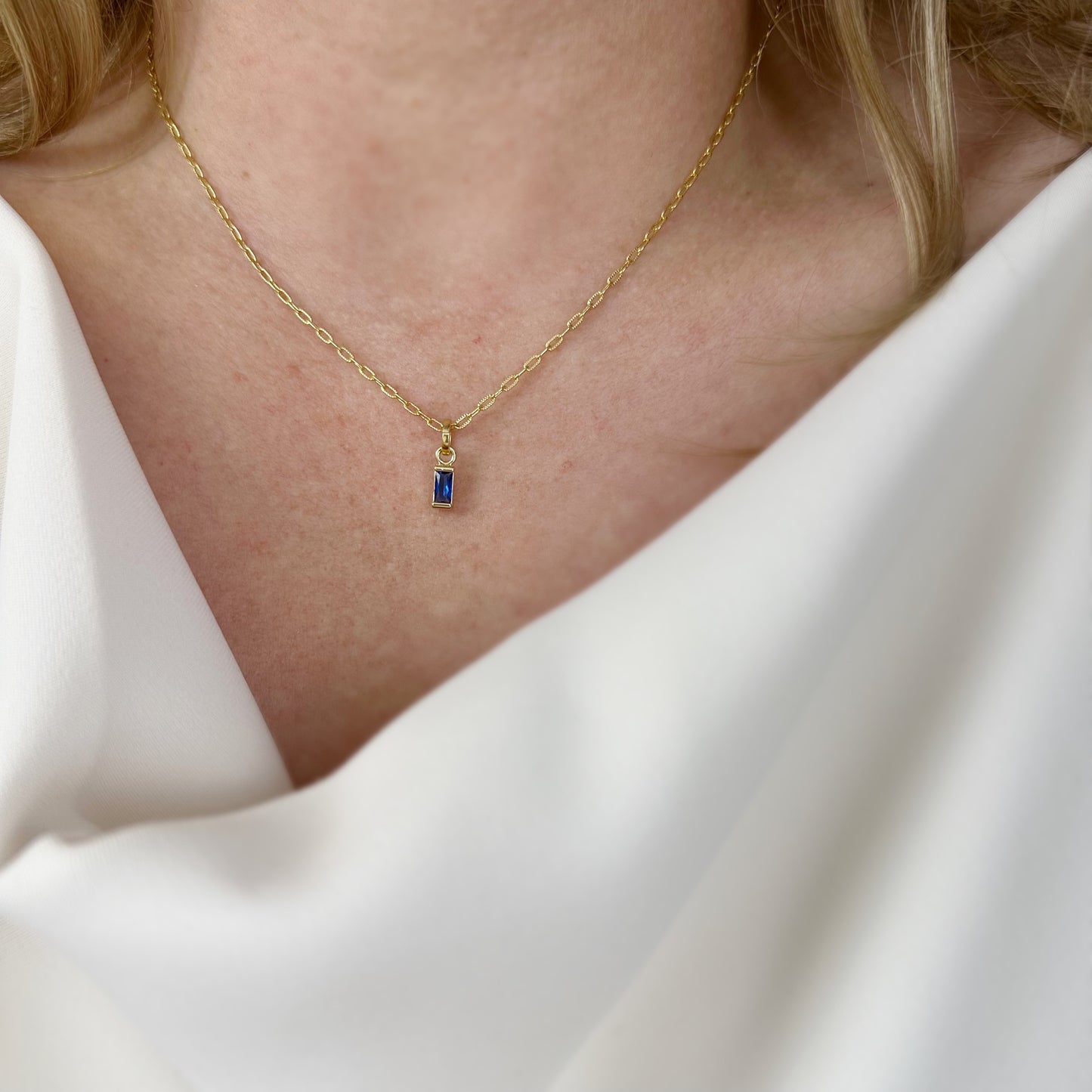 Birthstone Pendant - Baguette CZ Charm for Necklaces