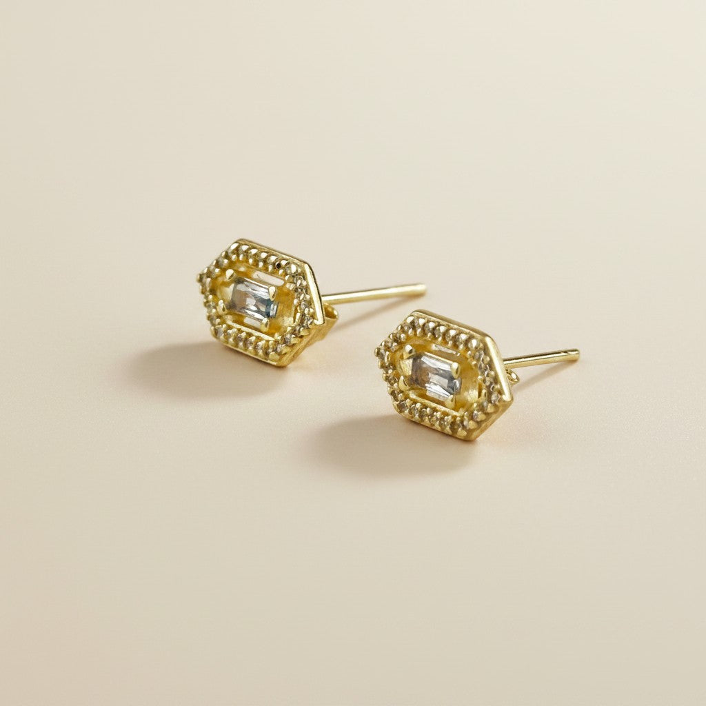 💎 18k Gold Vermeil Birthstone Baguette Earrings — Your Month on Both Ears, Every Day