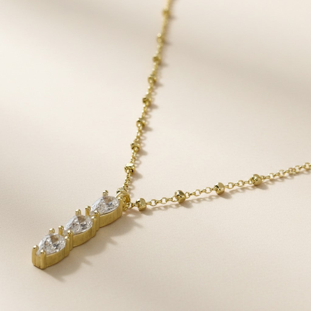 18k Gold Filled Triple Heart CZ Satellite Chain Necklace — Dainty, Sparkling & Undeniably Romantic