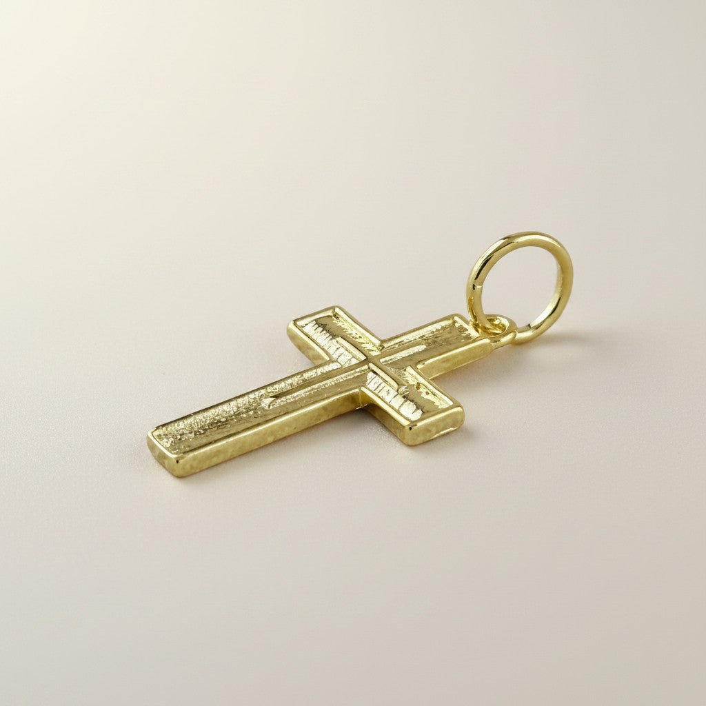 18k Gold Filled Latin Cross Charm — Faith in Gold. Carried Close. Always.