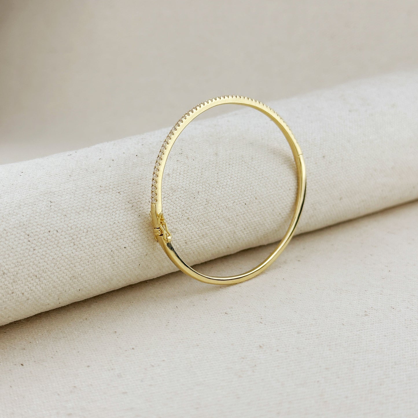 18k Gold Filled Thin Line CZ Bangle Bracelet