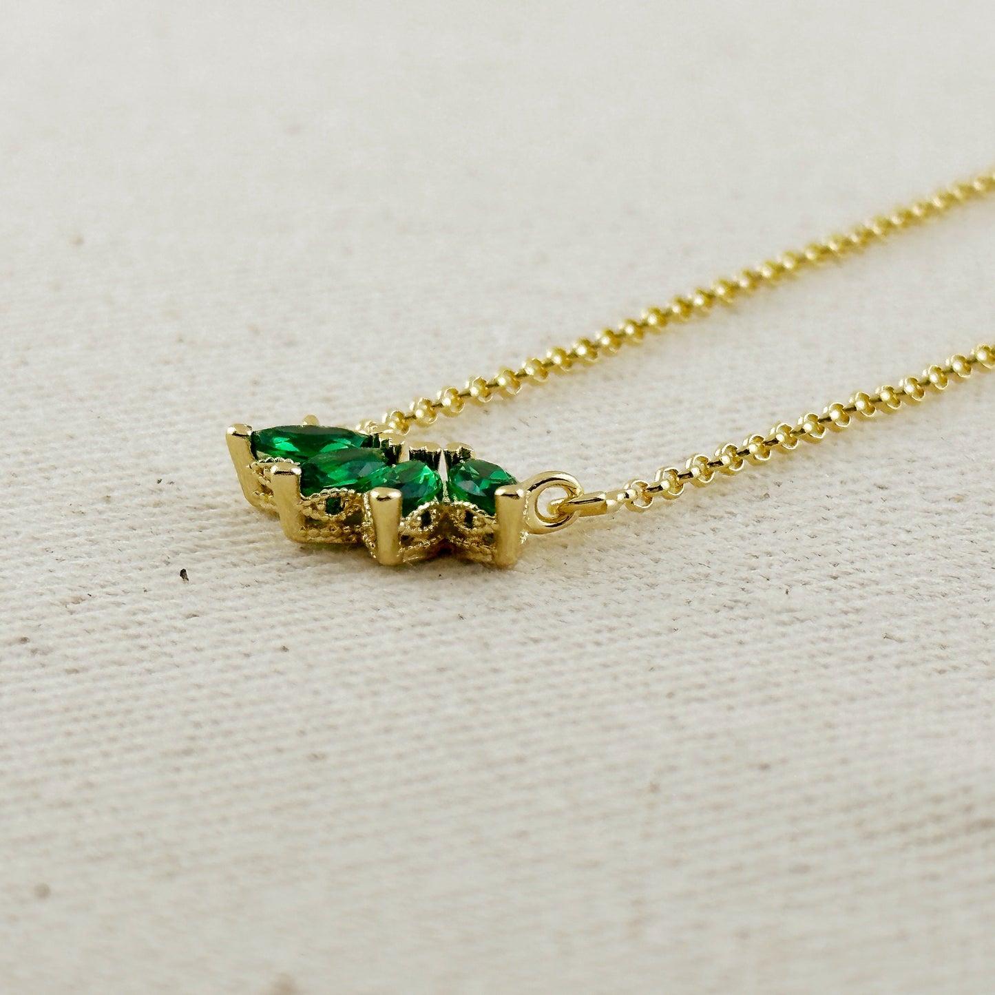 18k Gold Filled CZ Lotus Necklace