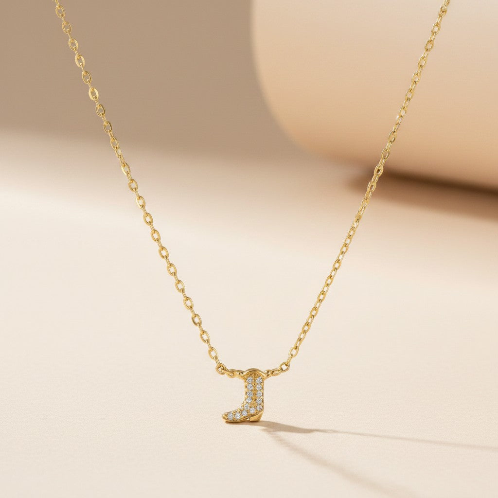 18k Gold Filled Pavé CZ Cowgirl Boot Necklace — A Little Wild, A Little Sparkly, Entirely You