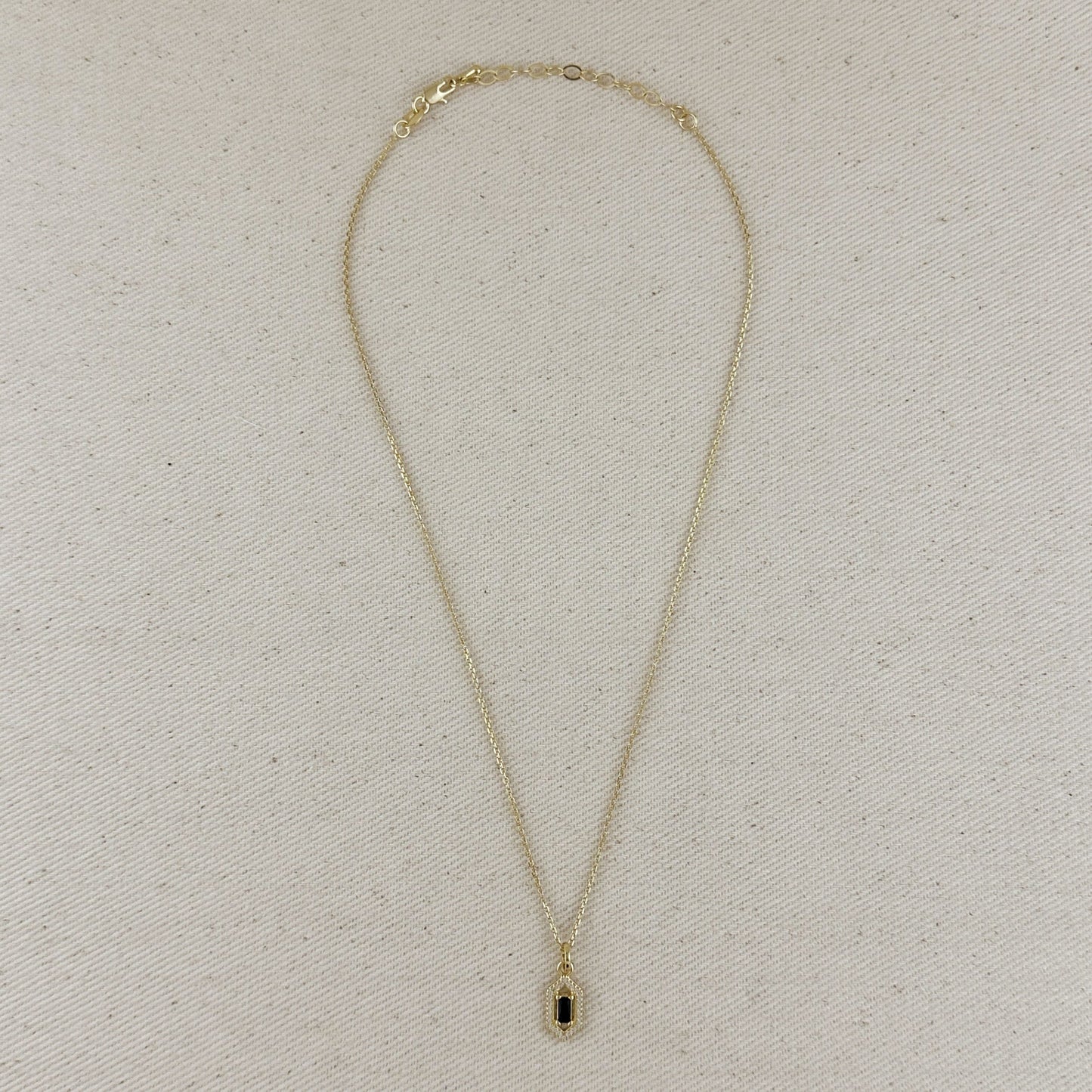 18k Gold Filled Fancy Baguette Pendant Necklace