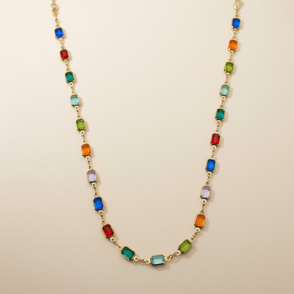 Colorful Statement Necklace for Women - Trendy Thick Chain with Extension