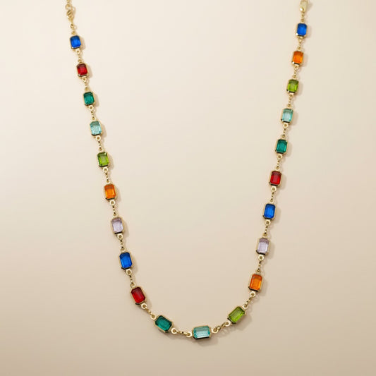 Colorful Statement Necklace for Women - Trendy Thick Chain with Extension