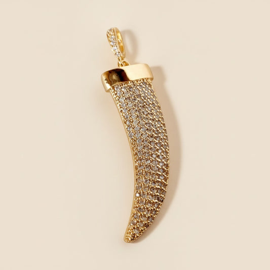 Elephant Tusk Pendant - Crystal CZ Statement Necklace for Women