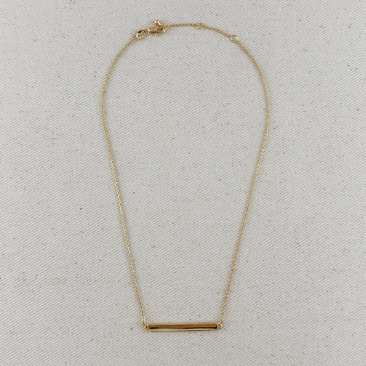 18k Gold Filled Polished Bar Necklace