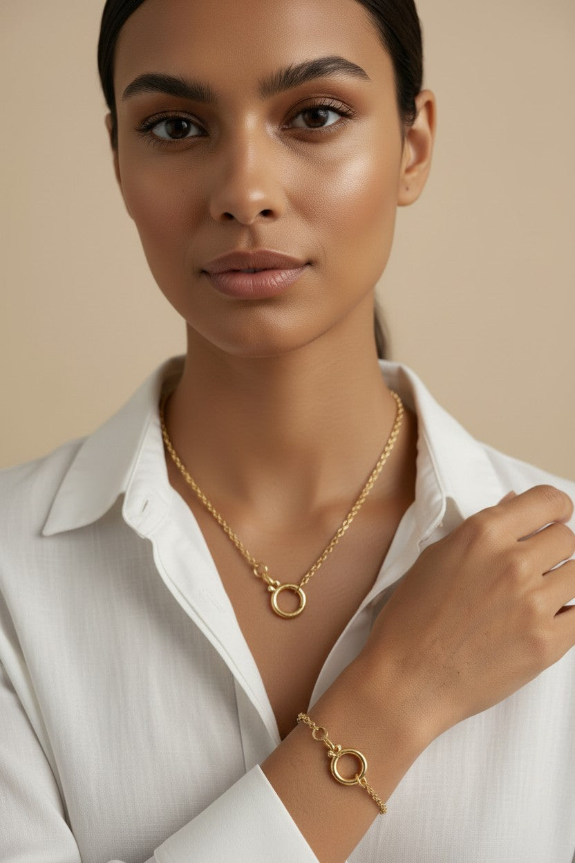 ✨ 18k Gold Filled Rolo Chain Bracelet with Clicker Clasp — The Detail That Makes the Wrist