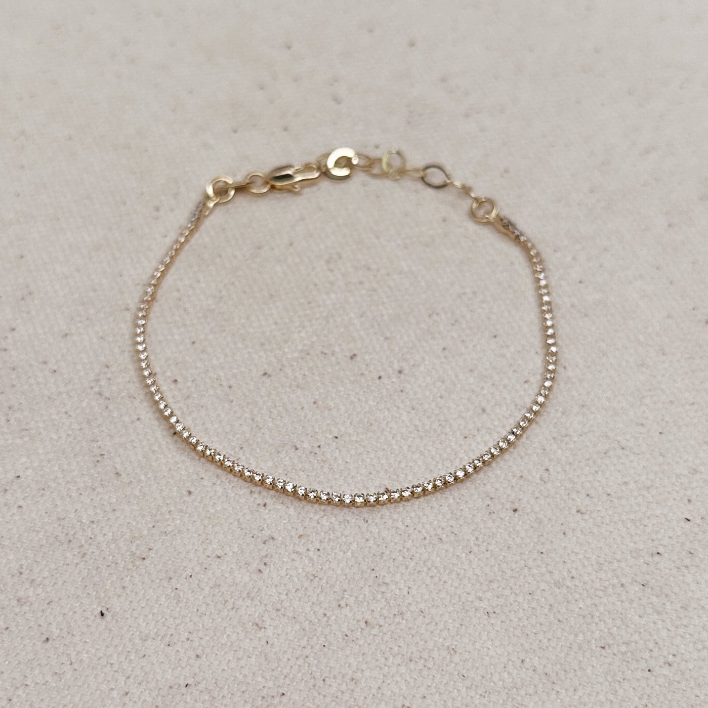 18k Gold Filled 1.2mm CZ Tennis Bracelet