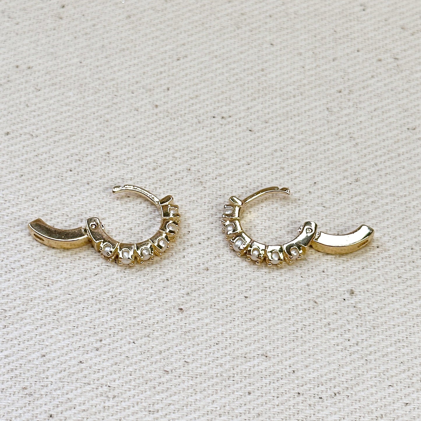 18k Gold Filled Fresh Water Pearl Hoop Earrings