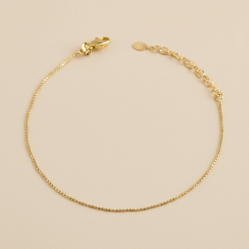 18k Gold Filled Diamond Cut Ball Chain Anklet | Delicate Everyday Sparkle