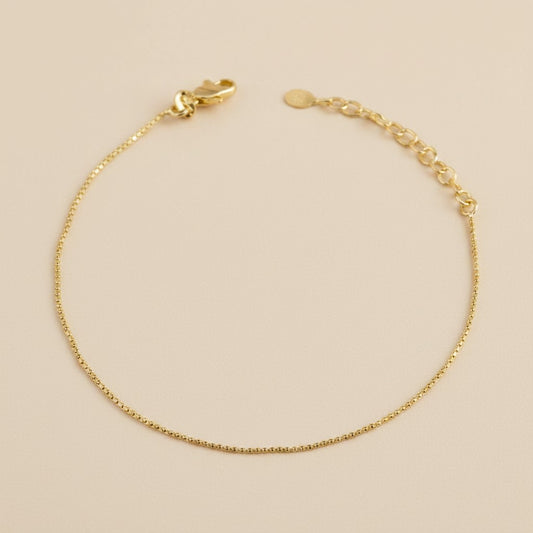 18k Gold Filled Diamond Cut Ball Chain Anklet | Delicate Everyday Sparkle