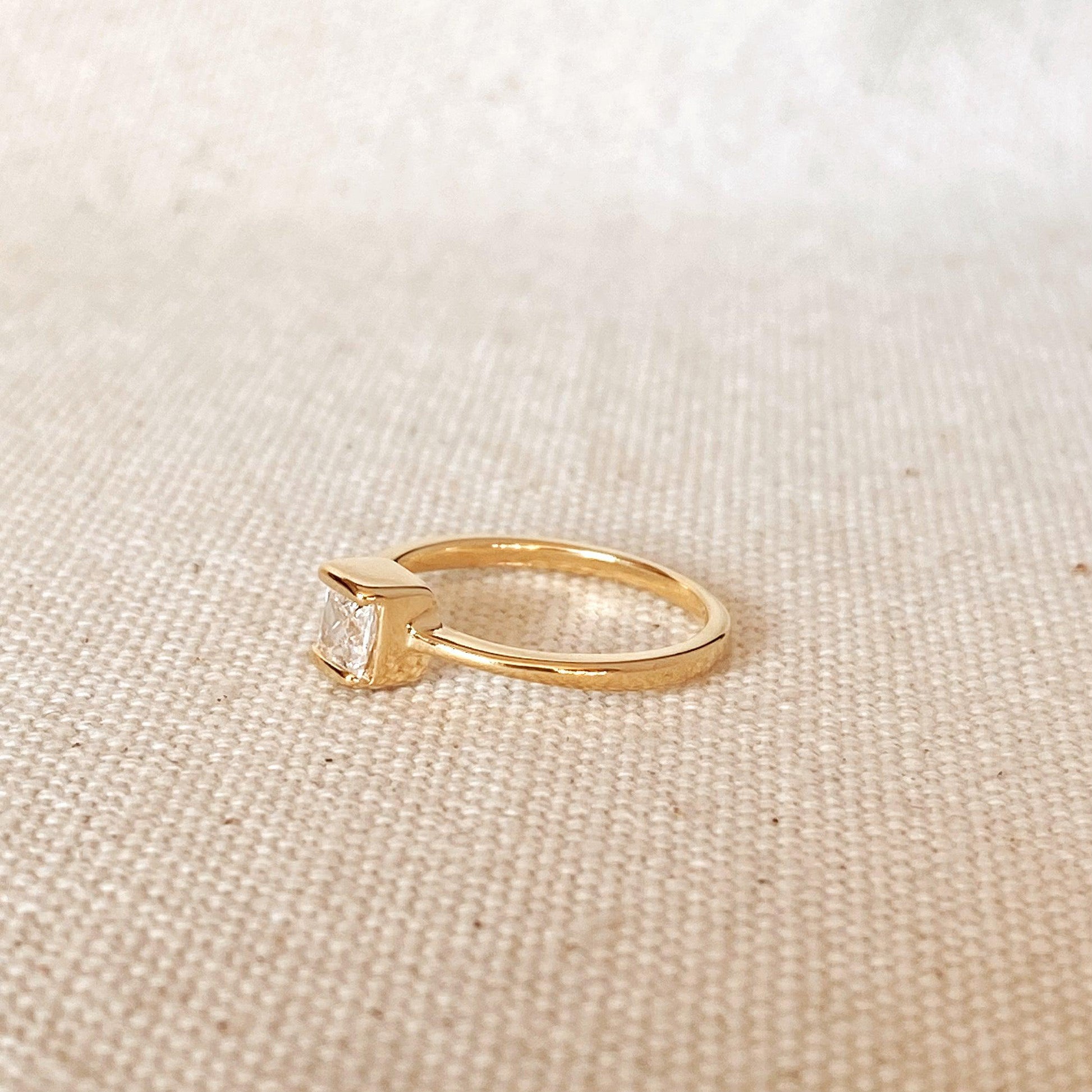 GoldFi Dainty 18k Gold Filled Square Solitaire Ring