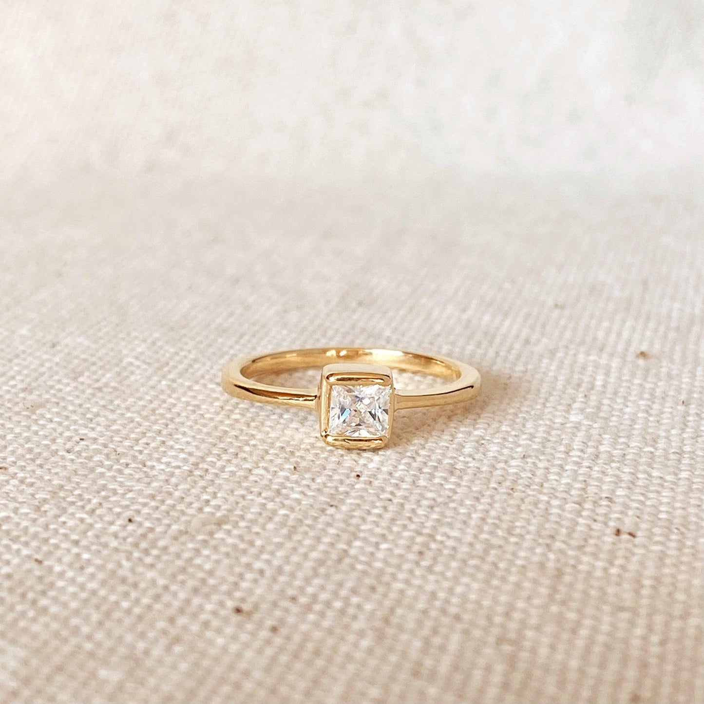 GoldFi Dainty 18k Gold Filled Square Solitaire Ring