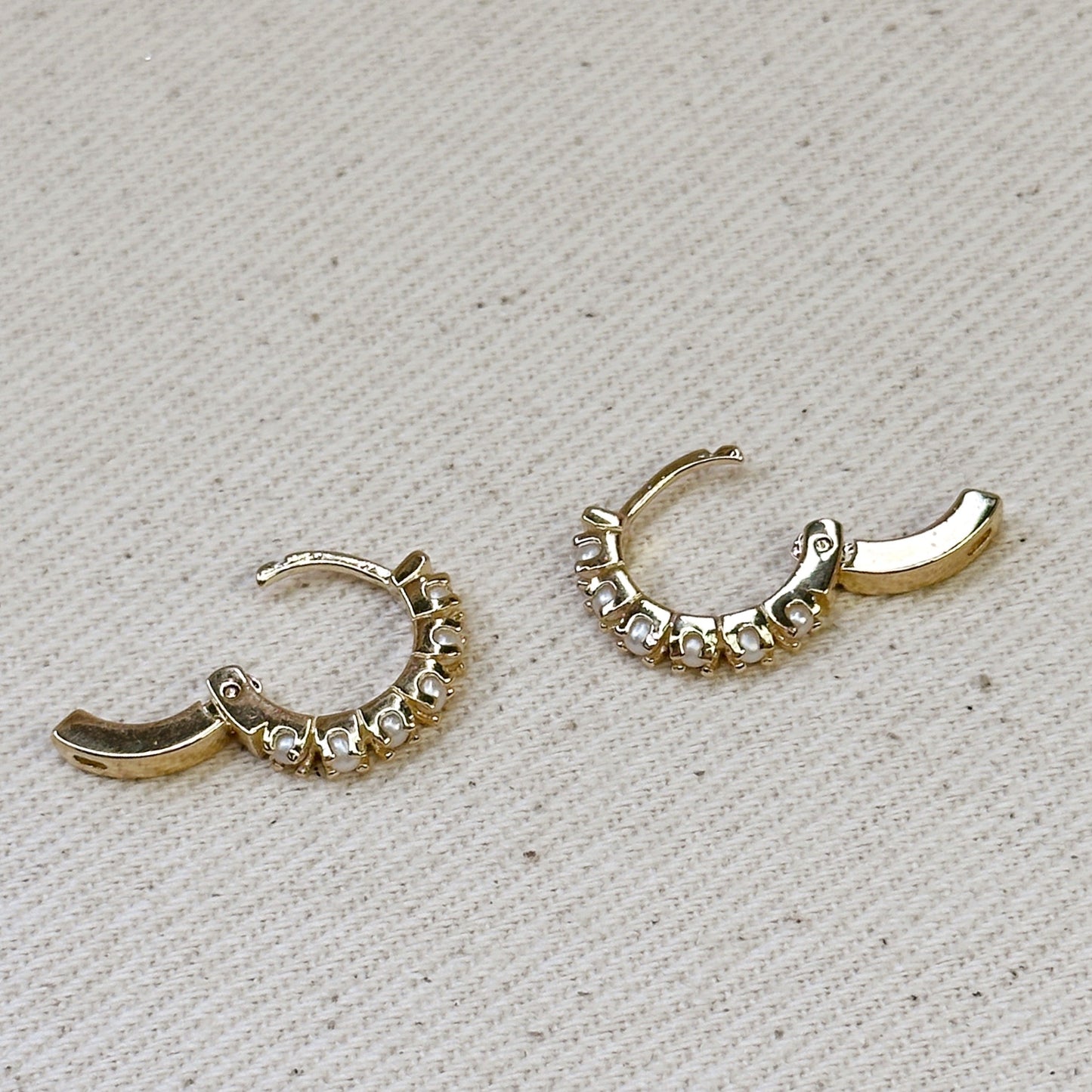 18k Gold Filled Fresh Water Pearl Hoop Earrings