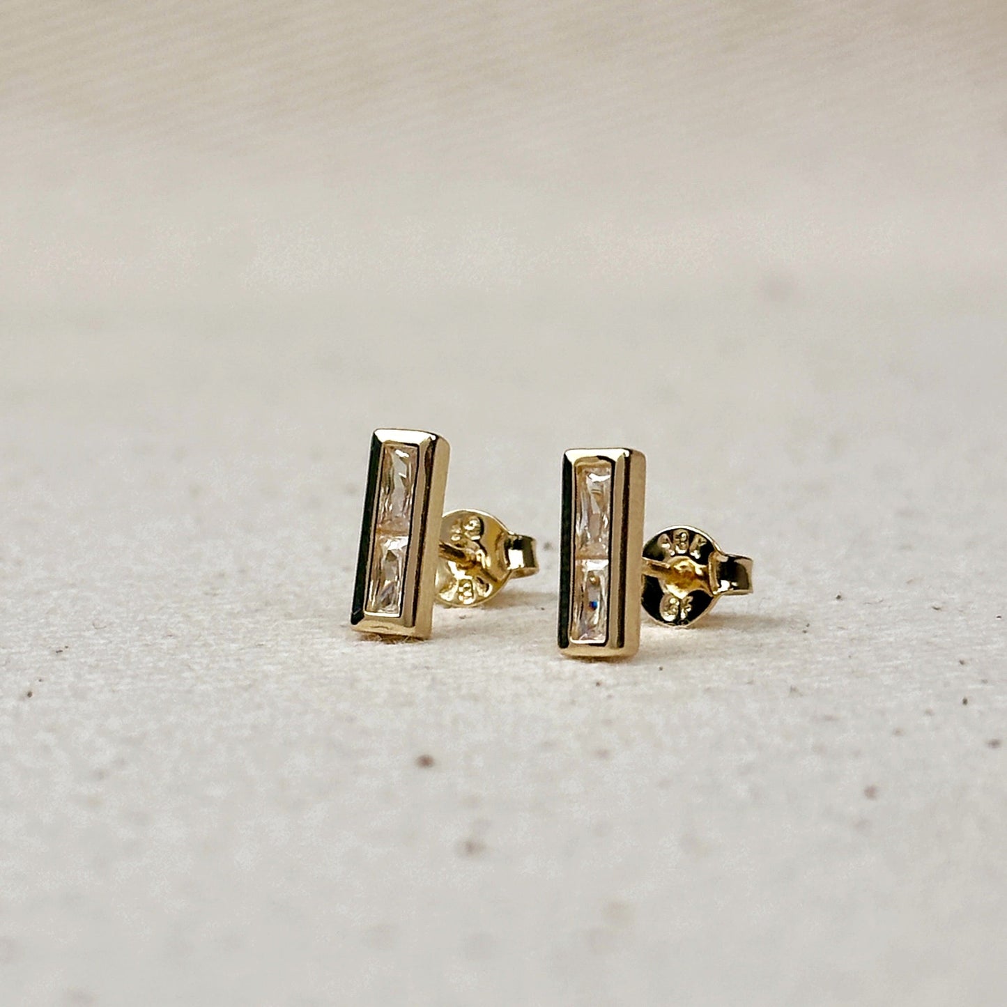 18k Gold Filled Colored Split Baguette Stud Earring