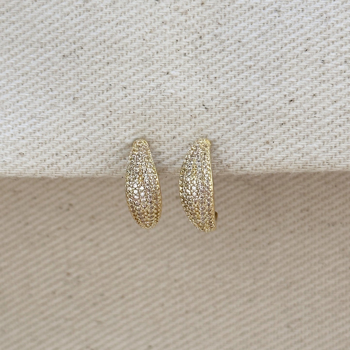 18k Gold Filled Micro CZ Curve Earrings