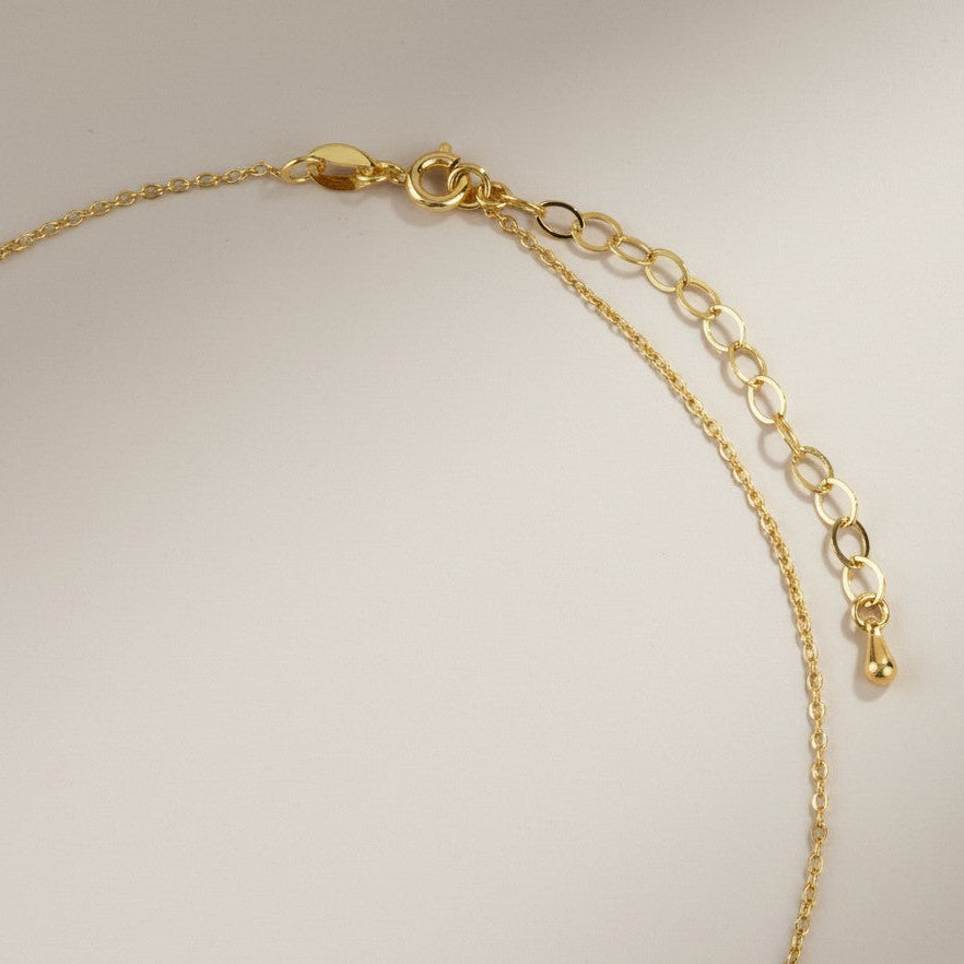 18k Gold Filled Curve Bar CZ Necklace