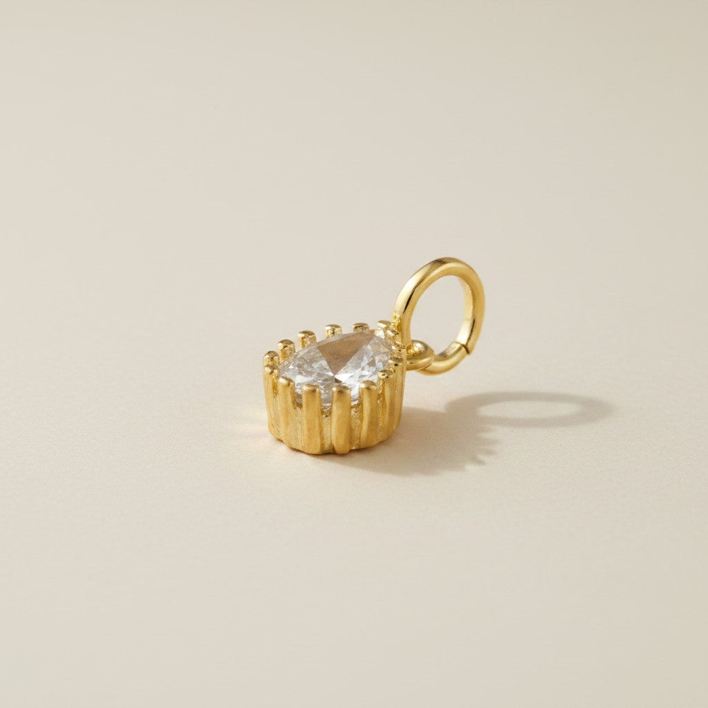 18k Gold Filled Pear CZ Scalloped Charm — The Vintage Detail That Elevates Everything It Joins