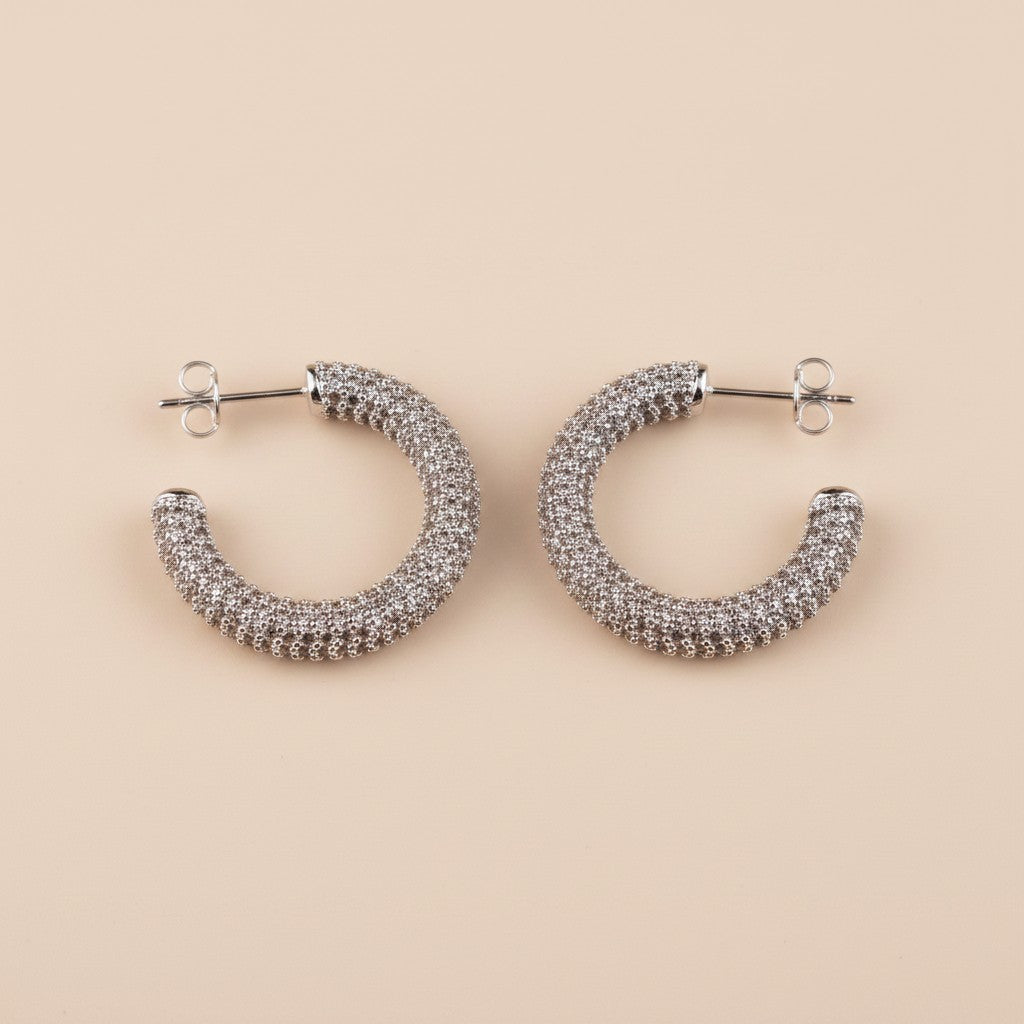 ✨ Iced C-Hoop Earrings — Full Micro CZ Coverage. Three Sizes. Two Metals. One Continuous Sparkle.
