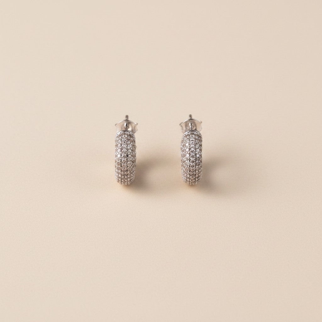 ✨ Iced C-Hoop Earrings — Full Micro CZ Coverage. Three Sizes. Two Metals. One Continuous Sparkle.