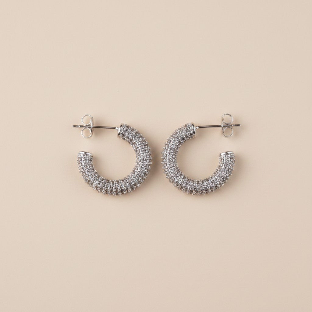 ✨ Iced C-Hoop Earrings — Full Micro CZ Coverage. Three Sizes. Two Metals. One Continuous Sparkle.
