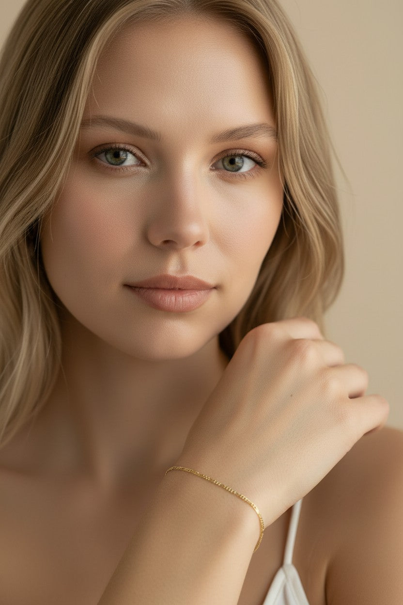 ✨ 18k Gold Filled 1.5mm Figaro Bracelet — Italian Character at Its Most Delicate