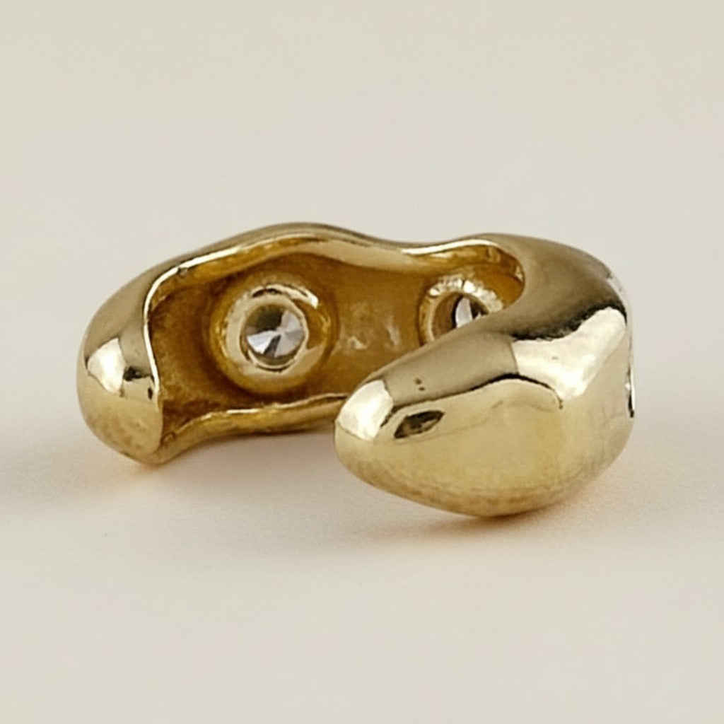 18k Gold Filled Wave CZ Ear Cuff | No-Piercing Effortless Sophistication