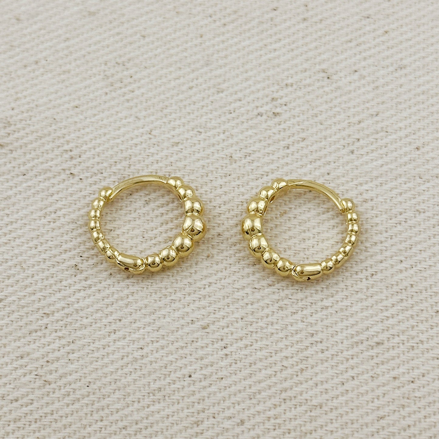 18k Gold Filled 15mm Gradient Beaded Clicker Hoop Earrings