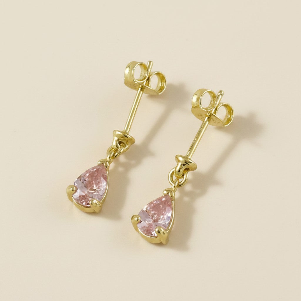 18k Gold Filled Colored CZ Teardrop  Earrings