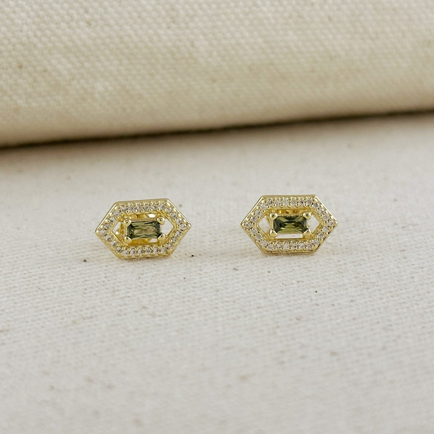 18k Gold Filled Fancy Birthstone Baguette Earrings