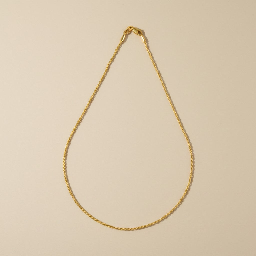 18k Gold Filled 1.7mm Rope Chain Necklace | Timeless Everyday Essential