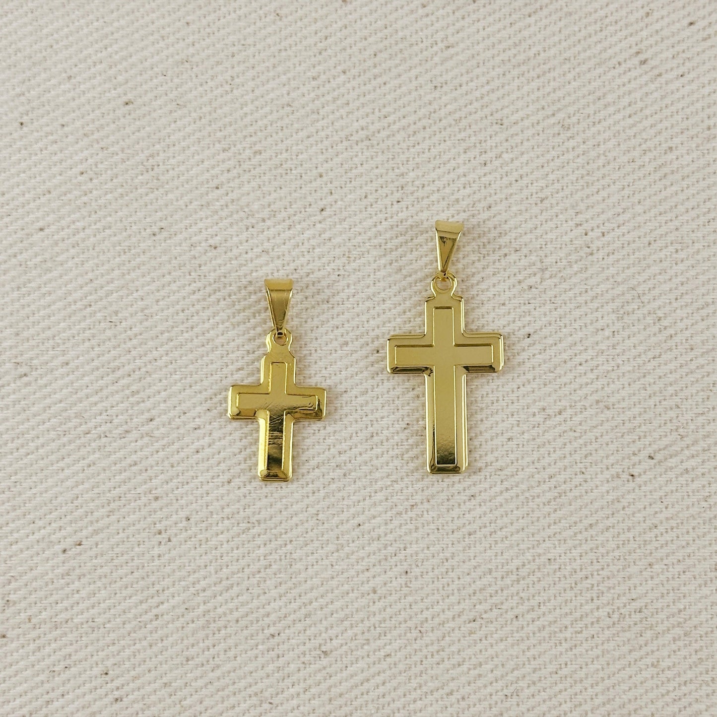 18k Gold Filled Double Cross Pendant